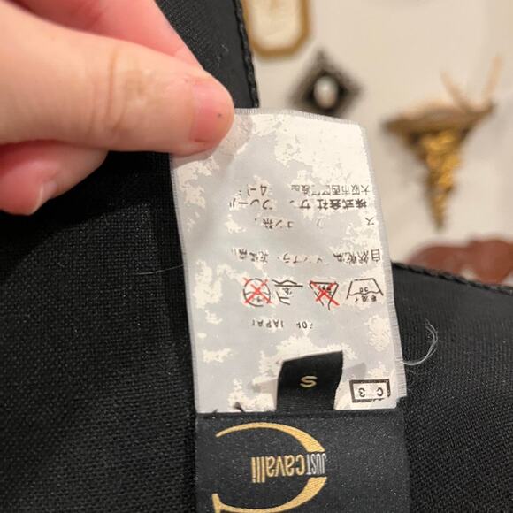 Y2K vintage japan Just Cavalli Logo Mesh Sleeve Top size s - Picture 3 of 5